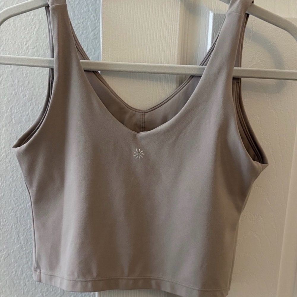 Athleta Transcend V-Neck Crop Sports Bra D-DD (taupe/grey) - Picture 3 of 7